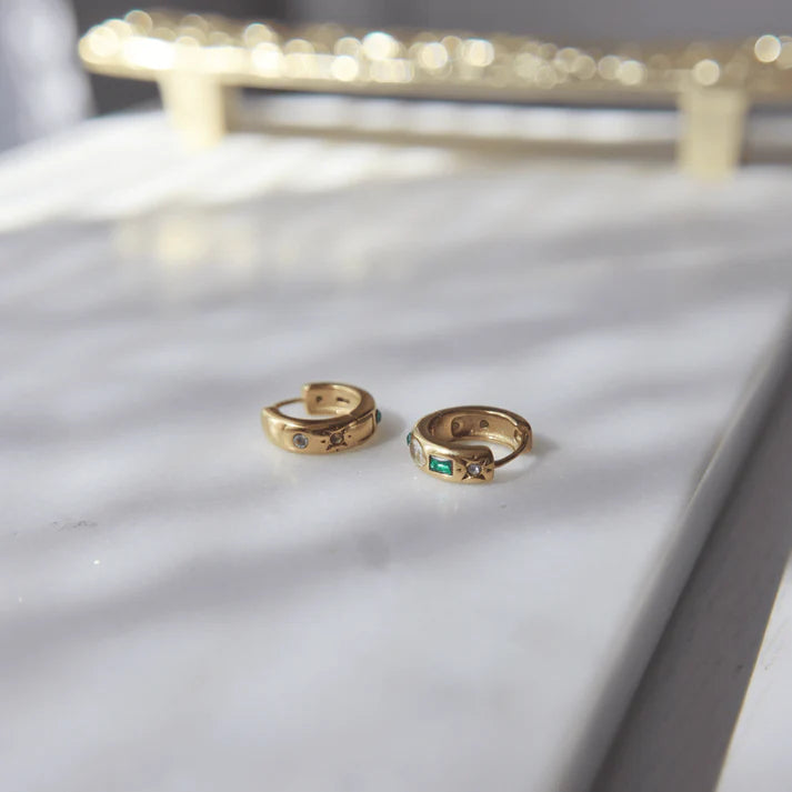 Aria Multi-Stone Hoop Earrings
